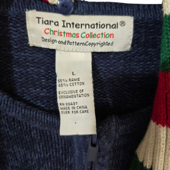 Vintage Tiara International Christmas Collection Cardigan Sweater Reindeer Large - Picture 4 of 7
